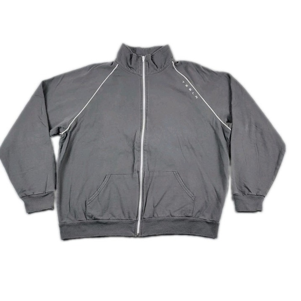 Tesla California Fleece By American Apparel Long Sleeve Jacket Mens Sz XL Gray